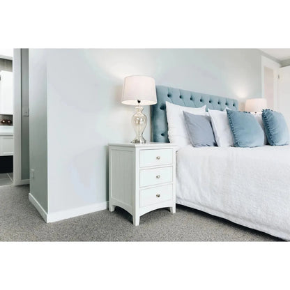 Jessica 3-Drawer Bedside - White